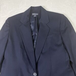 Vintage Lands End Blazer Womens Size 8 Navy 100% Wool Made in USA